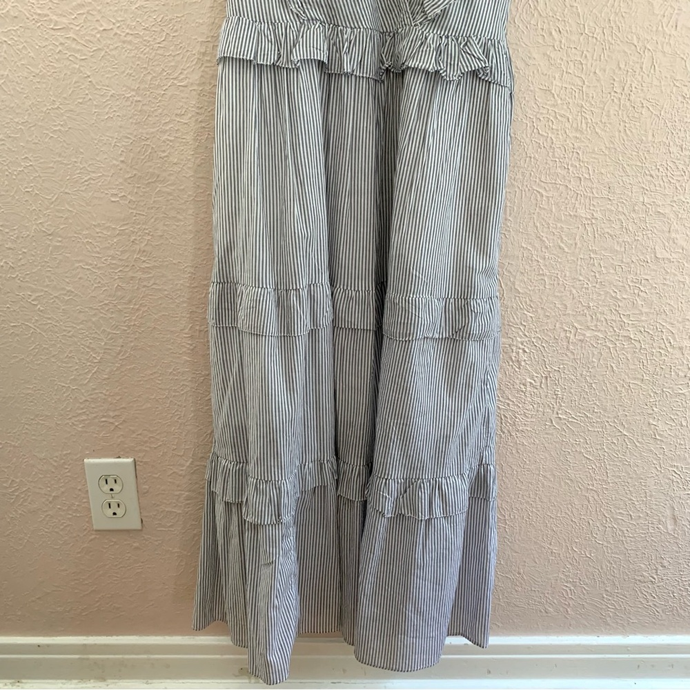 J.Crew Ruffle sleeve cotton voile dress blue stripe - Picture 6 of 12